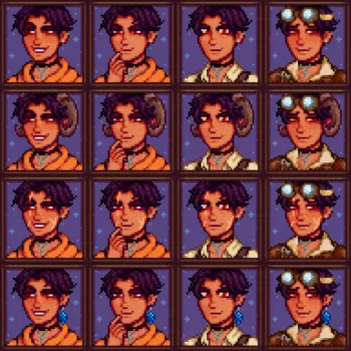 all optional overlays for mateo's portrait paintings: horns, scars and mermaid earring