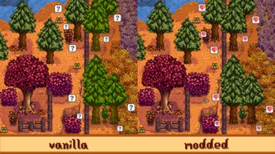 fall pine trees ON the farm now match the ones around the edges of the map