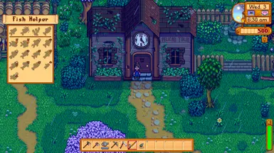 The Fish Helper HUD in Town on a brand new save (vanilla)