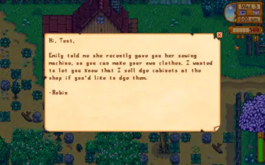 Robin will send you a letter the next day informing you that she sells dye cabinets.