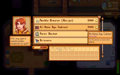 Purchasable at the Carpenter's shop after seeing Emily's cloth event.