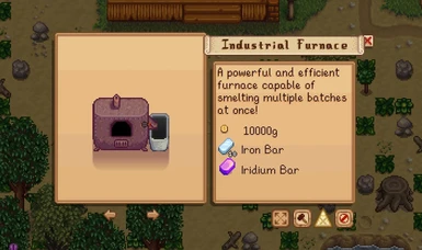 Industrial furnace in the build menu