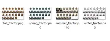 rename 4 tractors with the a seasonal prefix so that you can have 4 color variants that changes every season :)