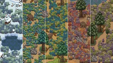 grass options (medium | short | vanilla | flowering) + green fall (greener blue grass option not depicted)
