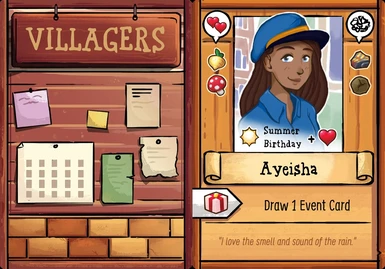 Ayeisha Villager Card for use with the Stardew Valley Board Game