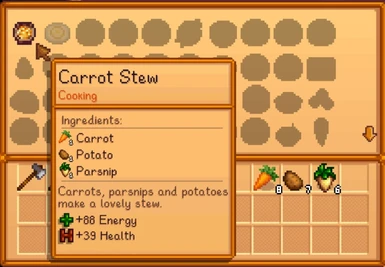 cook carrot stew (Carrots look different since V1.3)