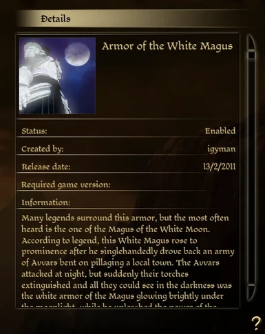 White Magus DLC Menu Description