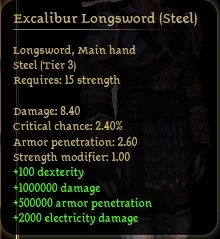 Excalibur Stats