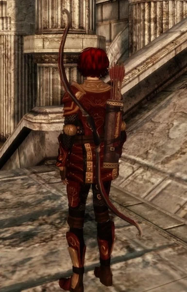 Leliana in armor with bow rear