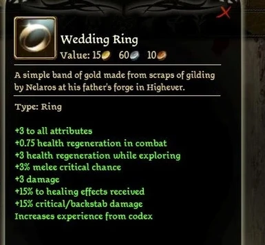 Wedding Ring - Superior Stats
