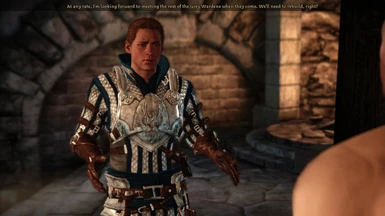 Warden Alistair in his DAI outfit (makara5656's Thedosian Grey Wardens)