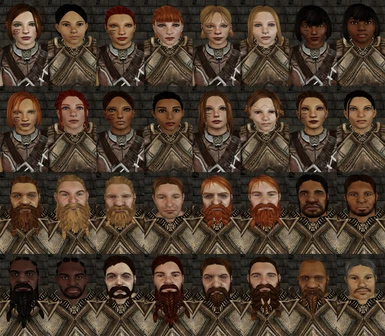 All face presets - dwarfs (compared to vanilla faces)