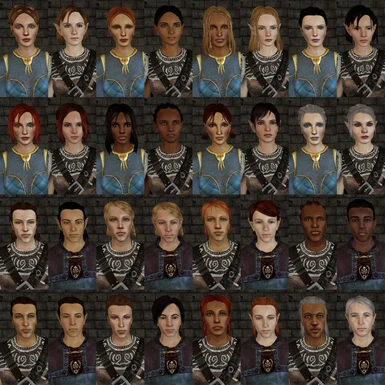 All face presets - elves (compared to vanilla faces)