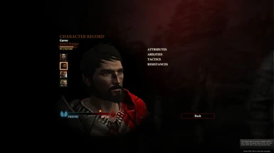 Screenshot of Character page