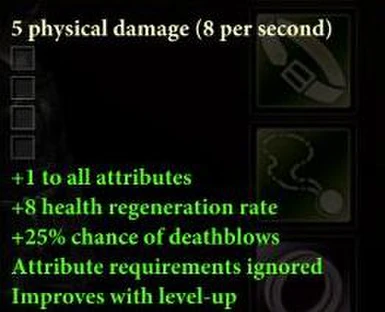 Arcane weapons Normal Version Starting Stats - Start of Game level stats example