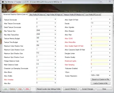 The Witcher 2 Tweaker