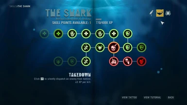 New minimalistic skill tree icons with color variations. Shark