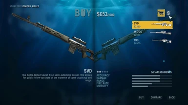 New price list for Sniper Rifles. Store stats reflect actual performance of weapons.