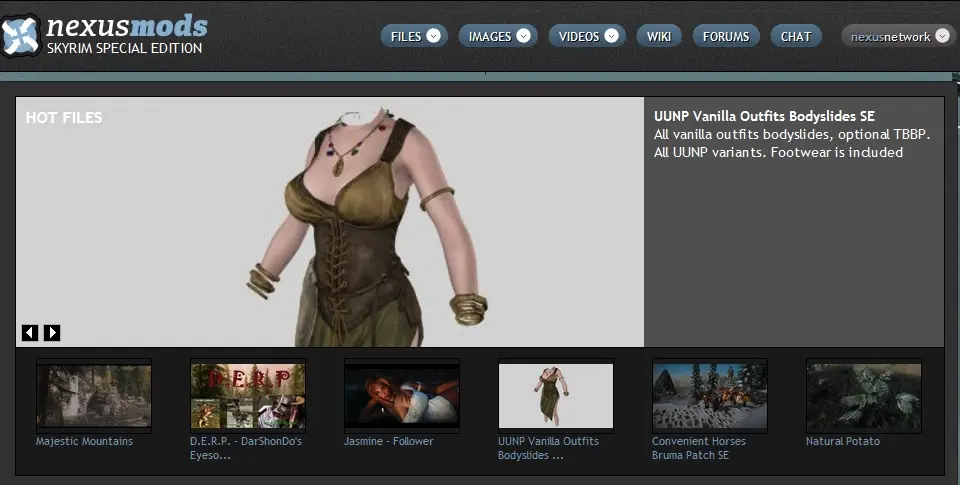 UUNP Vanilla Outfits Bodyslides SE at Skyrim Special Edition Nexus - Mods  and Community