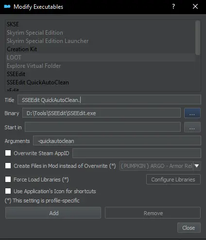 skyrim sseedit how to setup quickcleaner