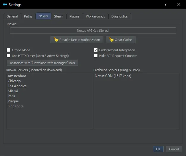 how to change preferences for mods in nexus mod manager