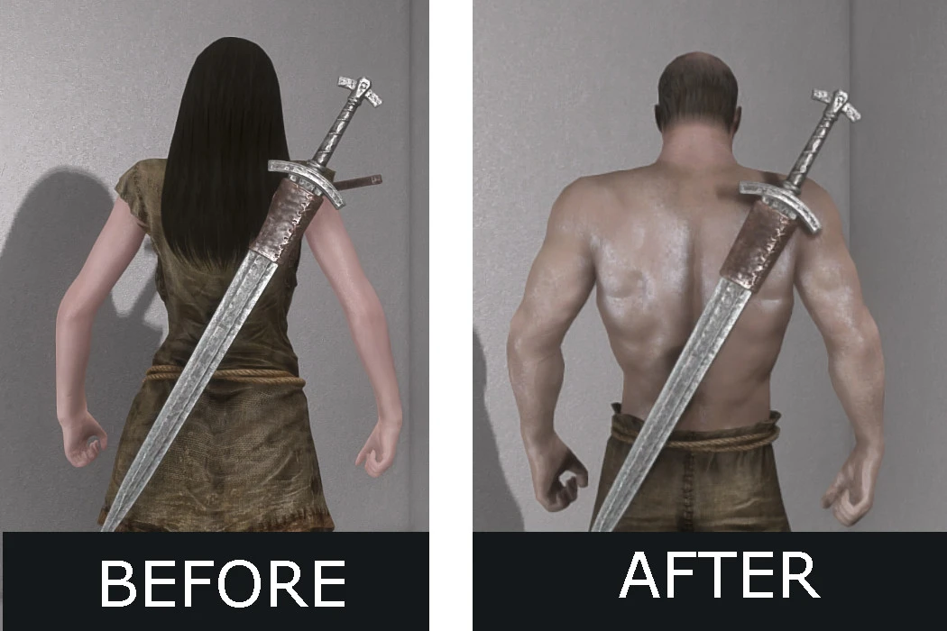 skyrim special edition sword sheath on back