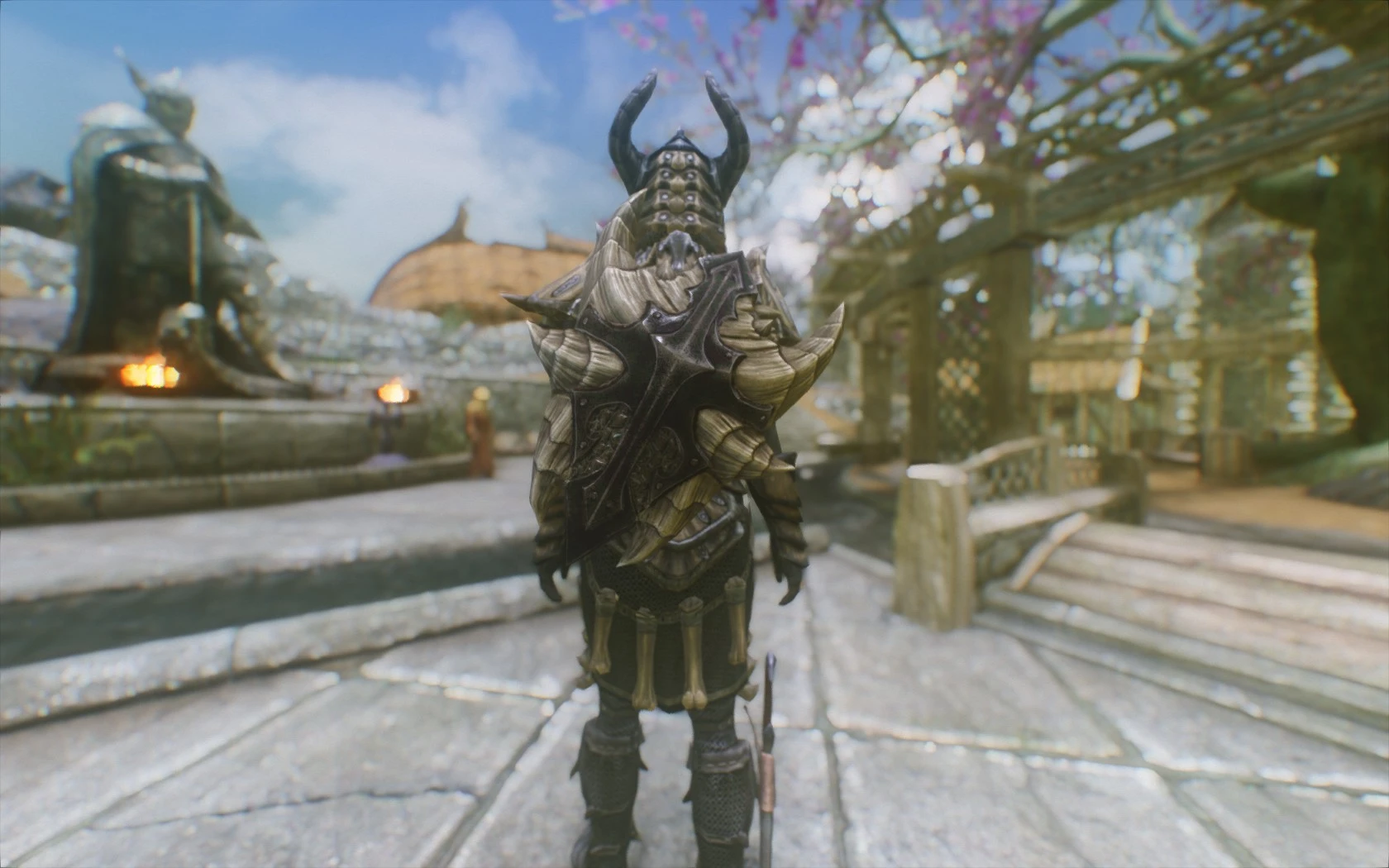 sword and shield on back skyrim special edition