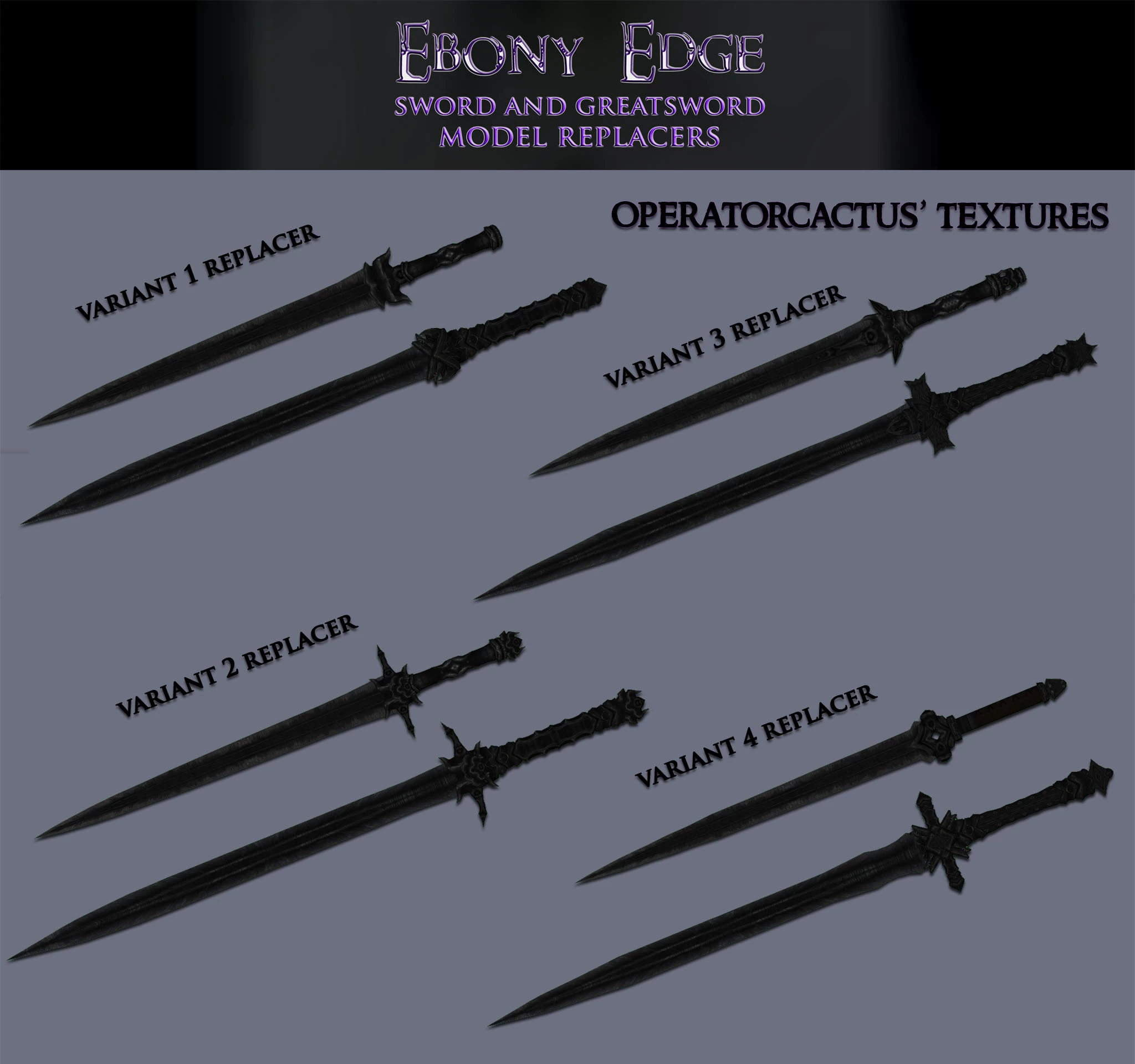 Ebony Edge - Ebony Sword and Greatsword model replacers at Skyrim.