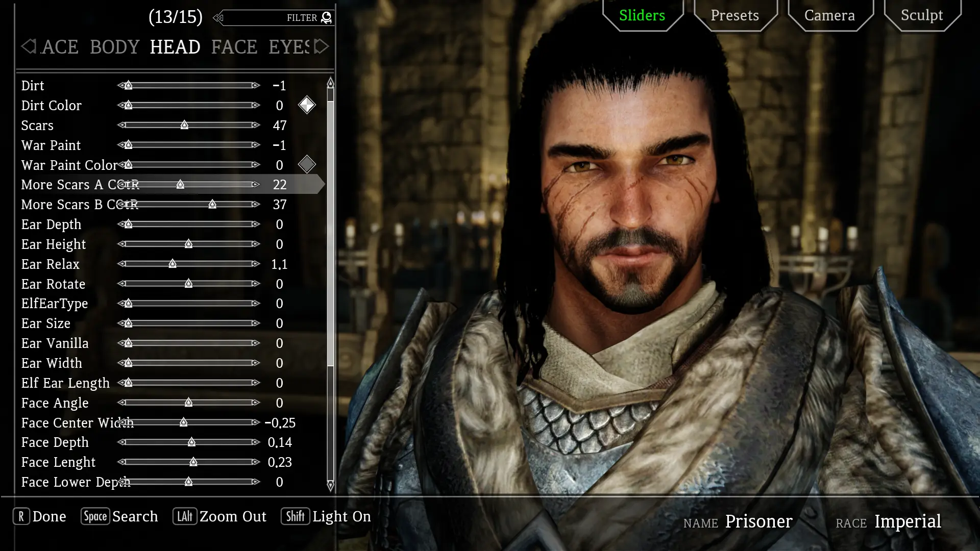 More Scars - A Slider for Racemenu at Skyrim Special Edition Nexus ...