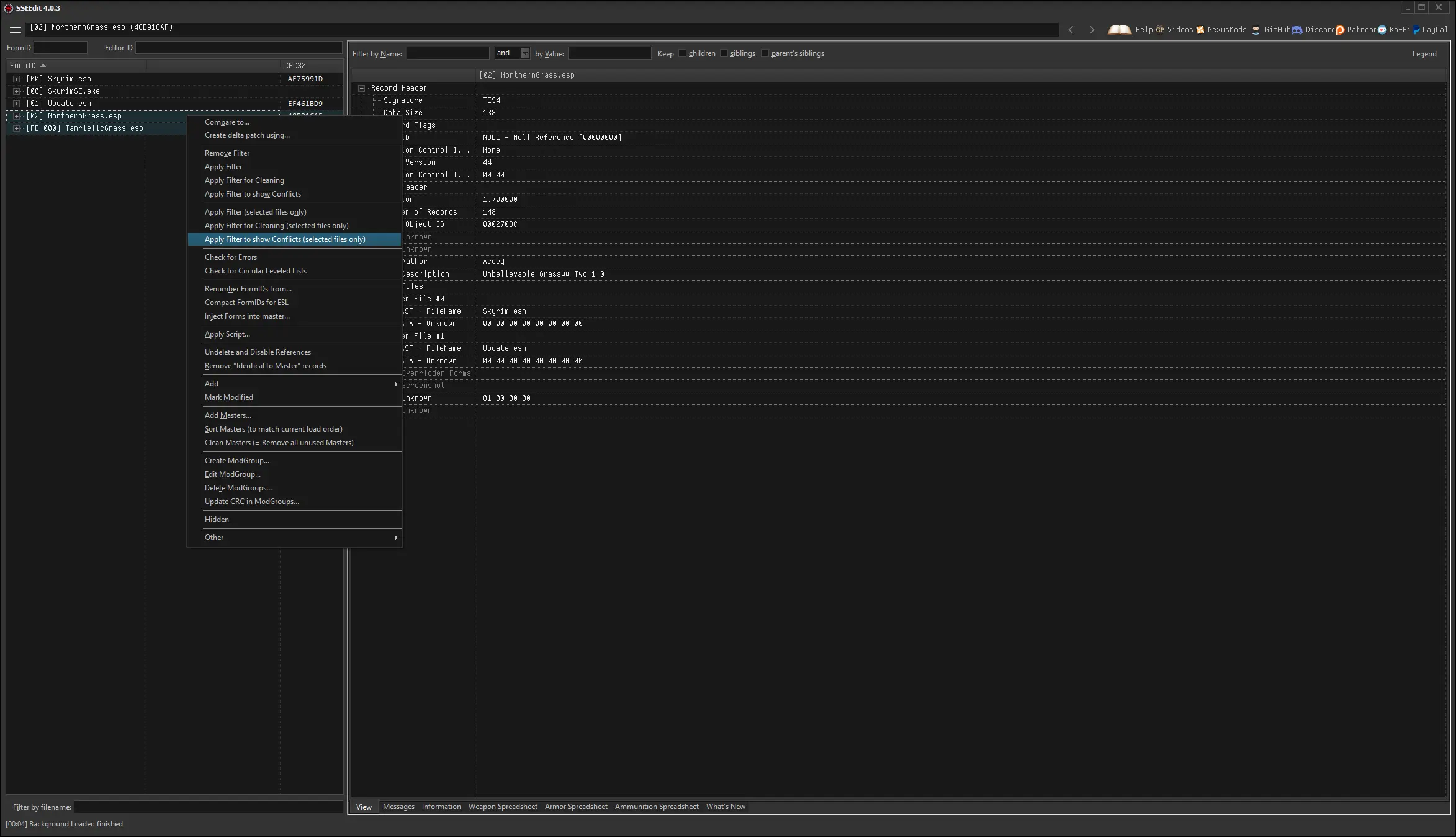 how to use tes5edit to view conflicts