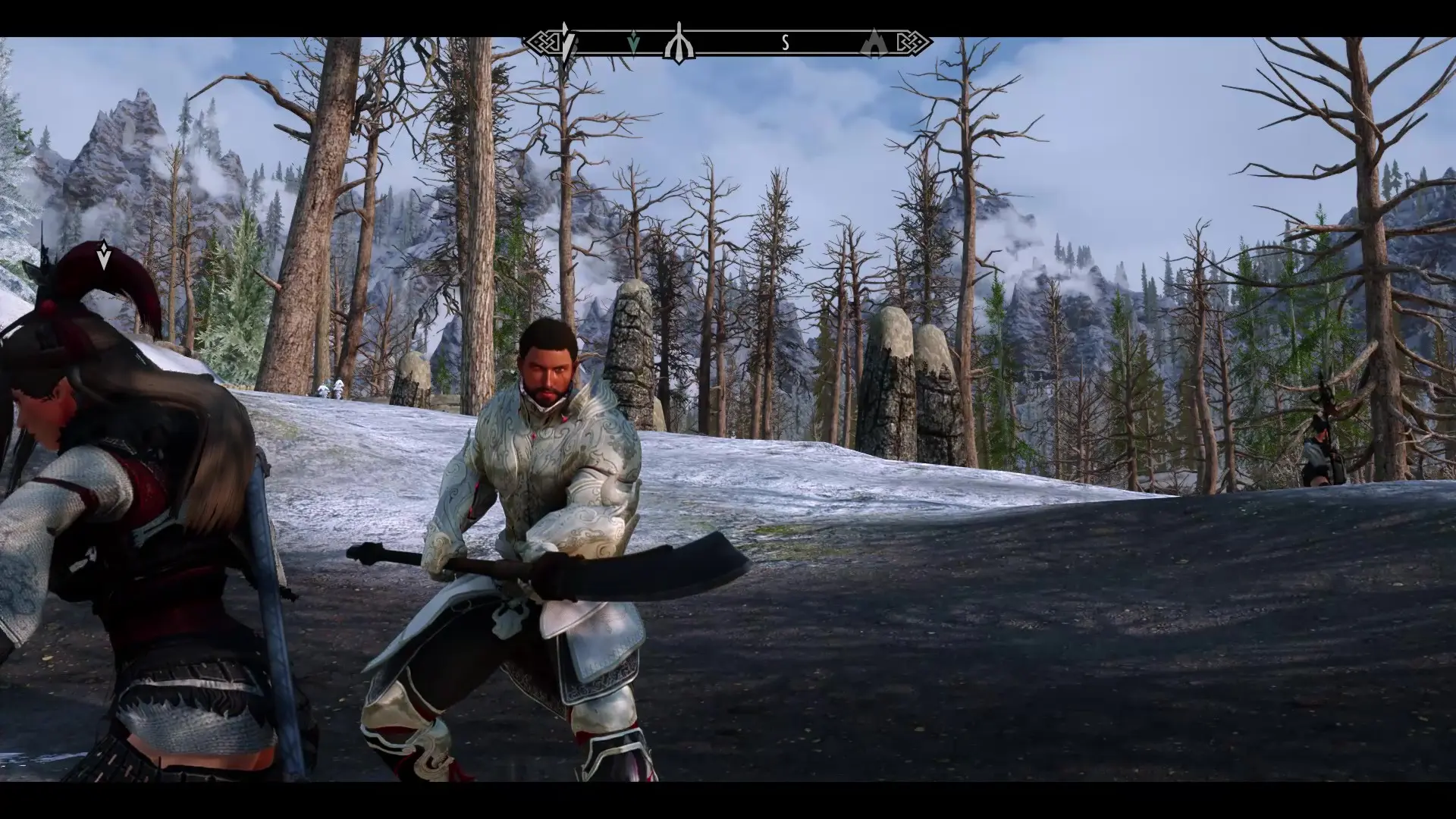 QuarterStaff-BattleAxe Combat-NonCombat idle at Skyrim Special Edition ...