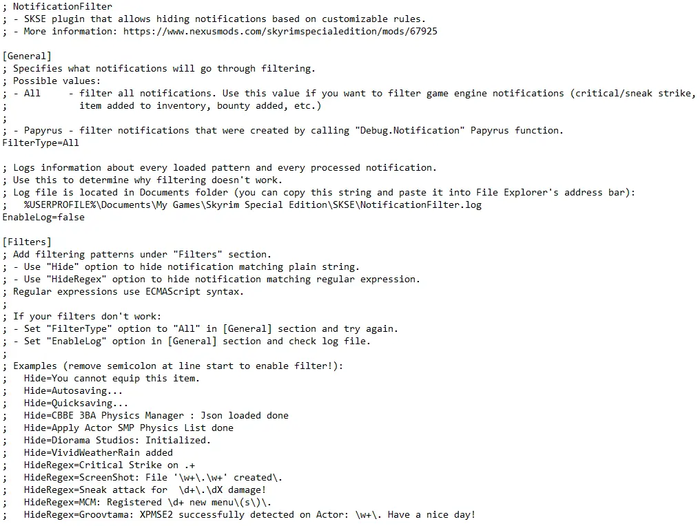 Notification Filter - Remove unwanted notifications at Skyrim Special ...