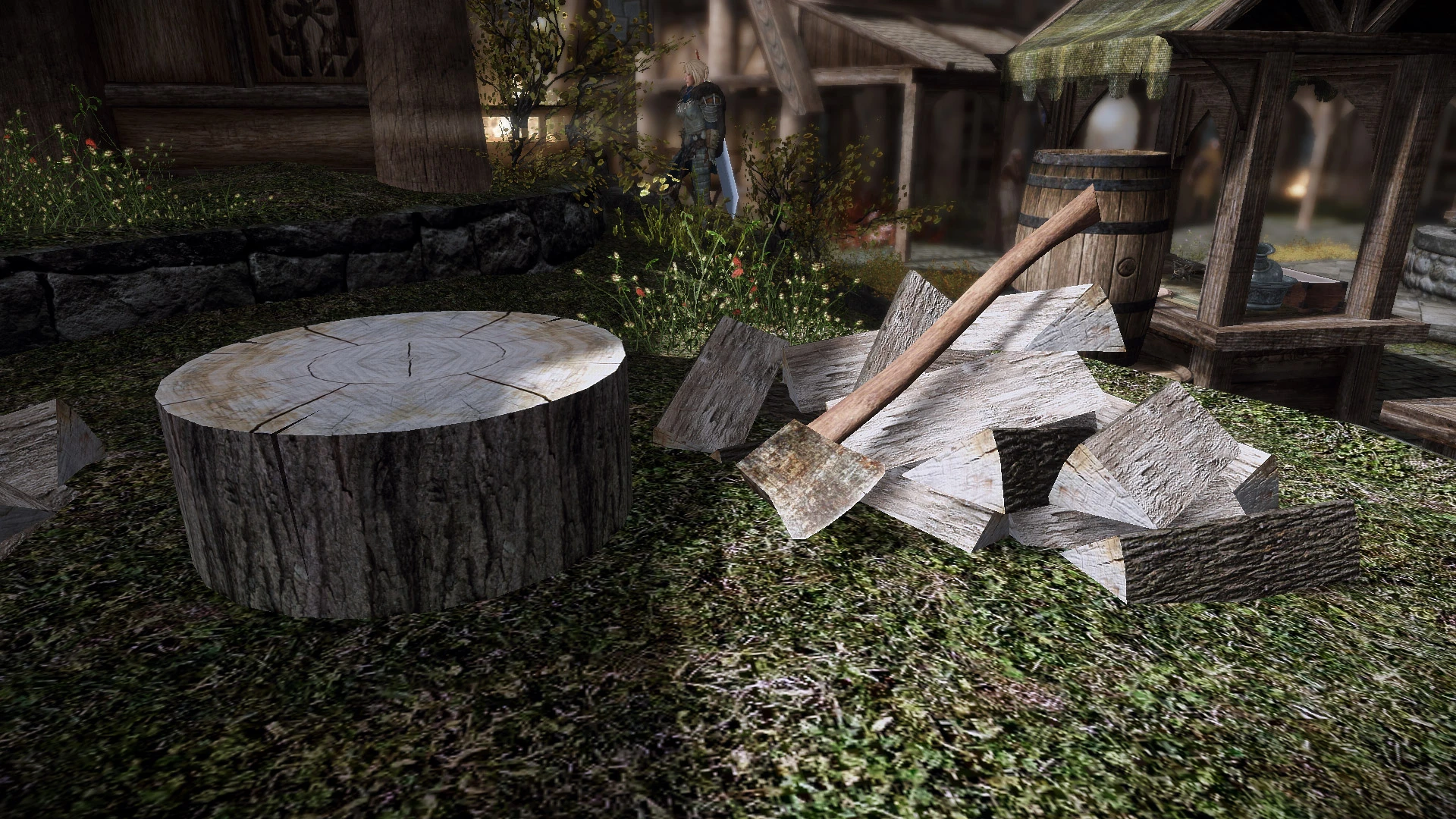 Wood Axe Firewood and Woodblock Retexture at Skyrim Special 