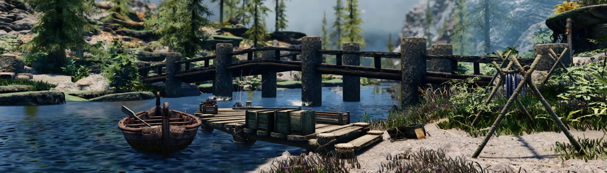 Medieval Lanterns Of Skyrim Riverwood Bridge SSE Patch Including Lux   103258 1698127396 