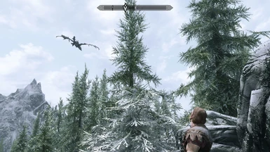 Watching Alduin fly away shortly after escaping the cave