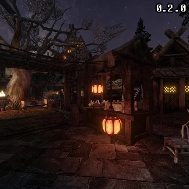0.2.0 on/off showing pronounced bloom and extra bounce light at dusk in Whiterun