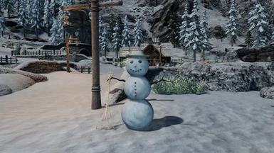Farmer snowman outside Whiterun (Seasons)