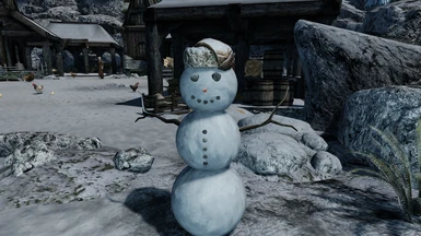 Fine hat snowman at Katla's Farm near Solitude (Seasons)