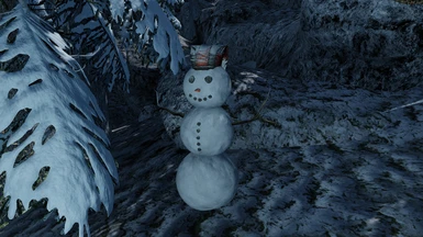Jester snowman near Falkreath Dark Brotherhood sanctuary (Seasons)
