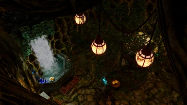 dovahnique's lanterns hanging above the tree