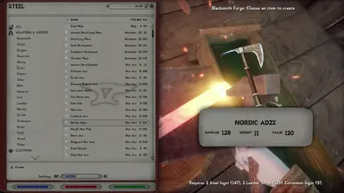 Crafting Requirements (Damage not accurate, using SkyValor mod which changes damage and HP values using Skypatcher)