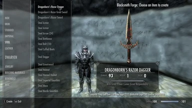Crafting Dragonborns Razor Dagger
