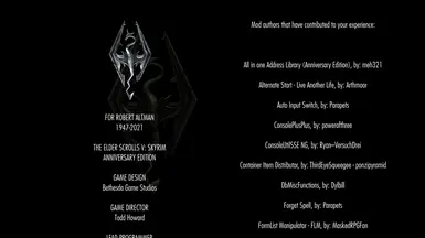 Credits menu.