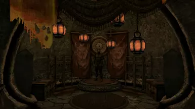 Family shrine with mannequin and weapon + shield displays
