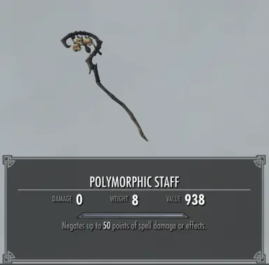 Appearance: DX Staff of Necromancy. Enchantment: Lesser Ward from Staves of Safety.