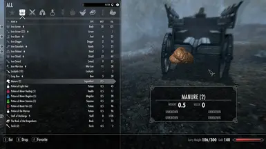 Manure can be used to mix up poisons at an alchemy workbench. Or craft a unique stew in a cookpot that you can use for nefarious purposes.