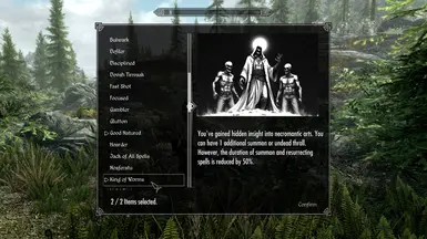New Traits menu