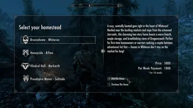 Homeowner house selection menu
