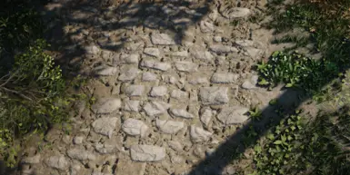 rocky path with blended roads