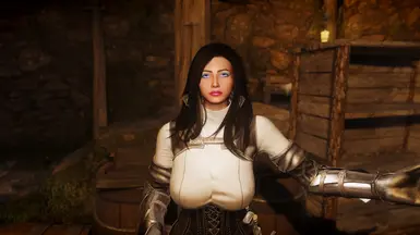 Serana Option 2: Black Hair, Pink Lipstick, Lighter Makeup